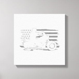 Impressão Em Tela Patriótica Motorcycle Vintage American Flag Biker