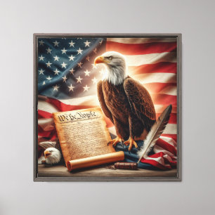Impressão Em Tela Patriotismo Americano da Águia Bald