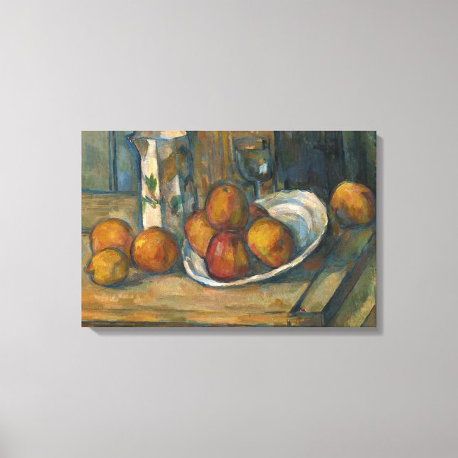 Impressão Em Tela Paul Cezanne - A Vida Estática com Jug de Leite e  (Frente)