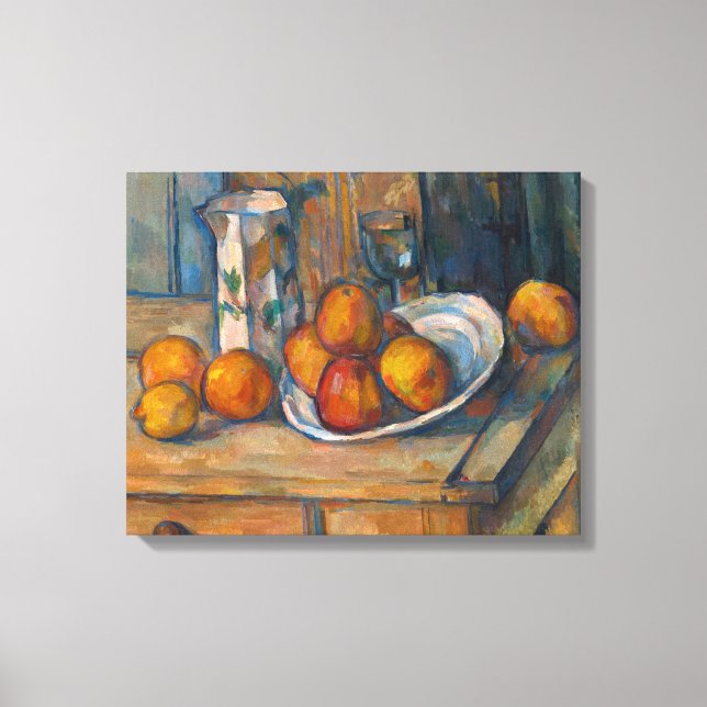 Impressão Em Tela Paul Cezanne - Natureza Morta com Jarro de Leite e (Frente)
