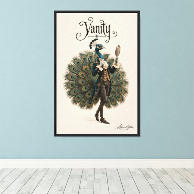 Impressão Em Tela Pavão Dandy (Insitu(piso de madeira))