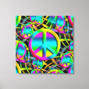Impressão Em Tela PEACE Colorida padrão perfeito + suas ideias