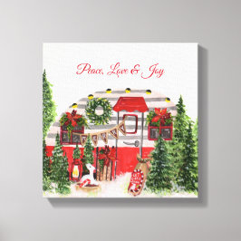 Impressão Em Tela Peace Love & Joy Christmas Camper