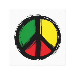 Impressão Em Tela Peace Symbol with reaggae colors