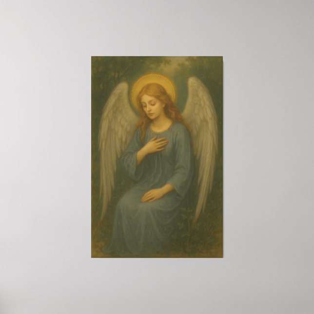 Impressão Em Tela Peaceful Prayer Angel – Golden Halo White Wing Gua (Frente)