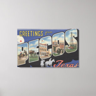 Impressão Em Tela Pecos, letra ScenesPecos de TexasLarge, TX