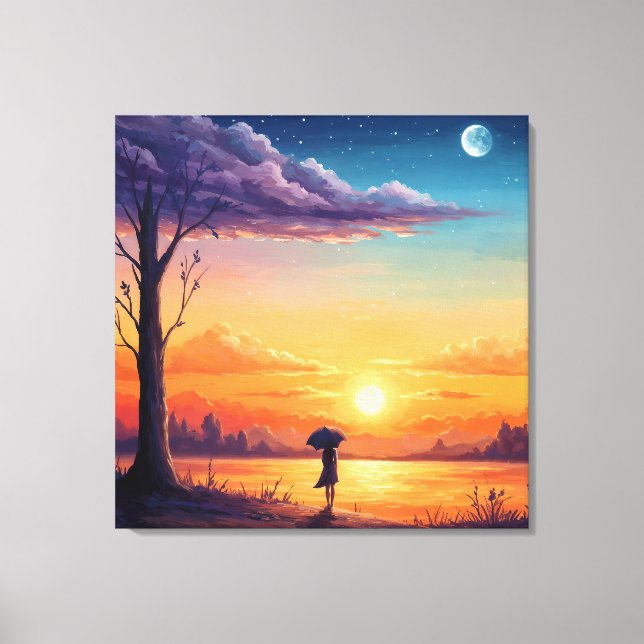 Impressão Em Tela Peering into the Horizon - Illustration Style Art (Frente)