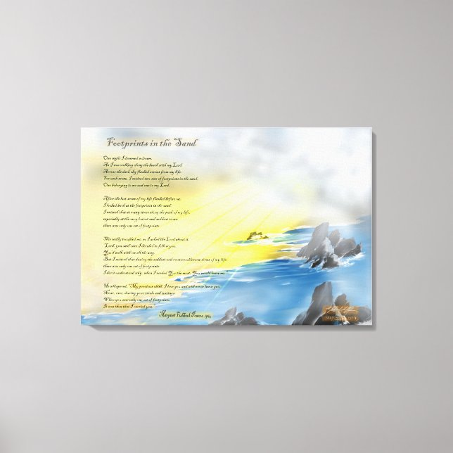 Impressão Em Tela Pegadas na pintura de areia (Frente)