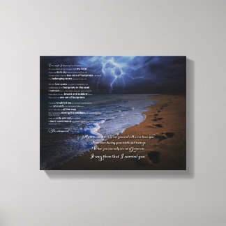 Impressão Em Tela Pegadas no Poema de Areia 10x8 (tempestade)