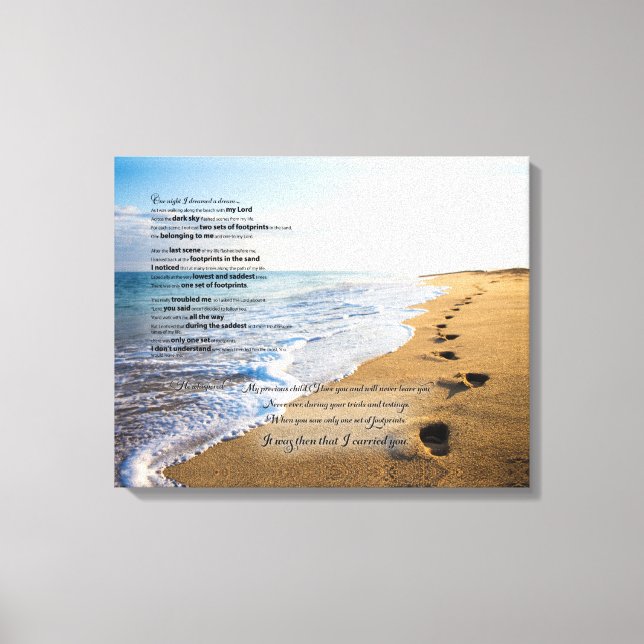 Impressão Em Tela Pegadas no Poema de Areia 20x16 (Frente)