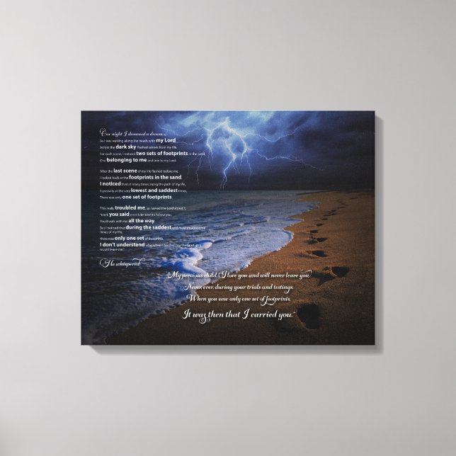Impressão Em Tela Pegadas no Poema de Areia 20x16 (tempestade) (Frente)