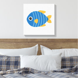 Impressão Em Tela Peixe azul