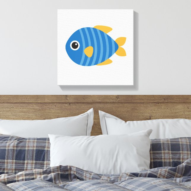 Impressão Em Tela Peixe azul (Insitu(Quarto))