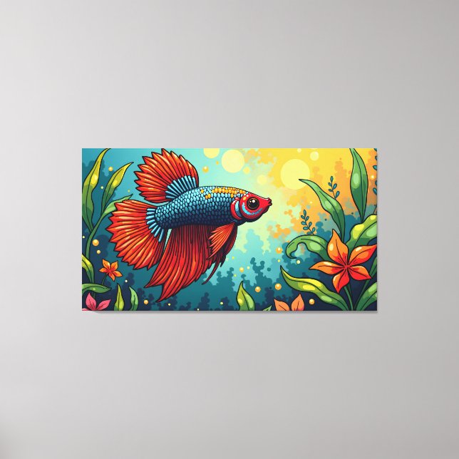 Impressão Em Tela peixe-de-briga-siamês (Frente)