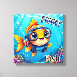 Impressão Em Tela Peixe Engraçado | Arte de Berçário Infantil de Des