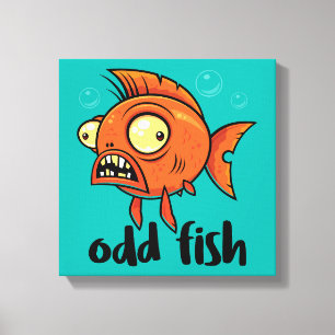 Impressão Em Tela Peixe Estranho Quirky Divertido Peixe Dourado Lara
