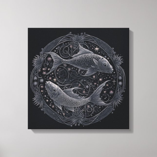 Impressão Em Tela Peixes - Sinal astrológico Fev 19-Março 20 (Frente)
