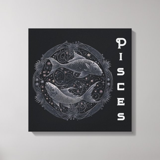 Impressão Em Tela Peixes - Sinal astrológico Fev 19-Março 20 (Frente)