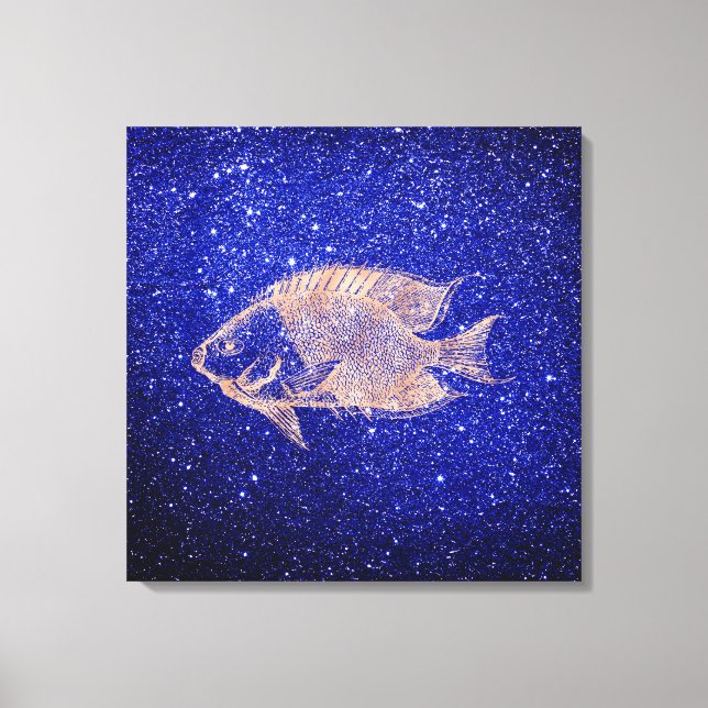 Impressão Em Tela Peixes Vermelhos Oceano Marinho Rosa Rosa Rosa Ros (Frente)