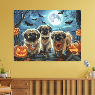 Impressão Em Tela Pekingese Halloween Spooky
