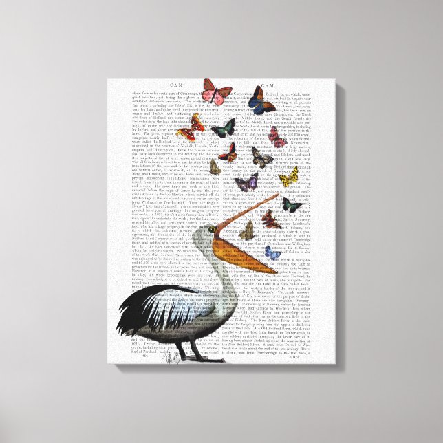 Impressão Em Tela Pelican & Butterflies (Frente)