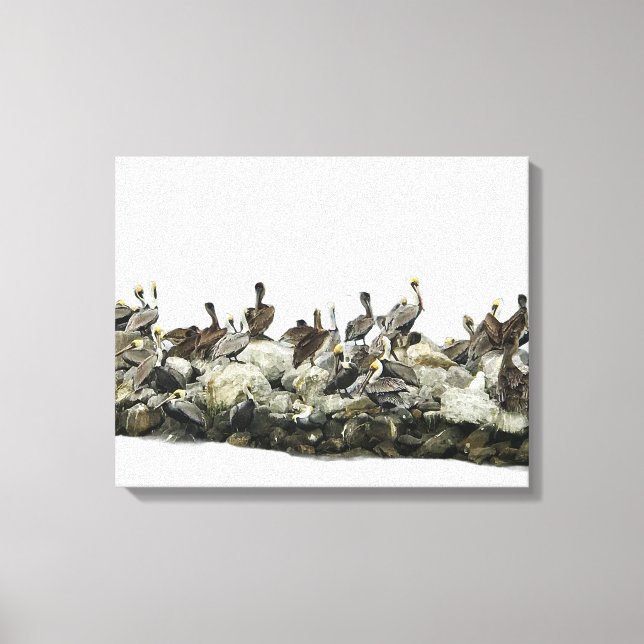 Impressão Em Tela Pelicanos (Frente)