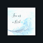 Impressão Em Tela Pena azul de aquarela custo Gratuita como cota de<br><div class="desc">Canvas de penas pintada com cor azul poeirenta. Pena azul pálida pintada com "livre como cota de pássaros". Você pode mudar a citação.</div>