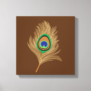 Impressão Em Tela Pena bege do pavão em castanho chocolate