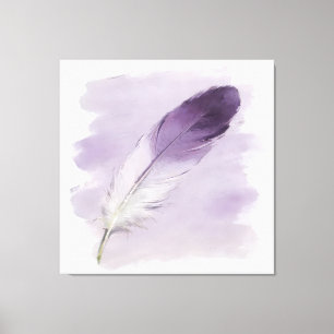 Impressão Em Tela Pena Boho Elegante Impasto 3D em Aquarela Roxa