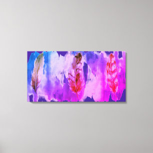 Impressão Em Tela Penas cor-de-rosa roxas Impressão de Tela estendi