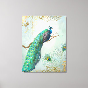 Impressão Em Tela Penas da Cauda do Cheio da Ramificação de Peacock 