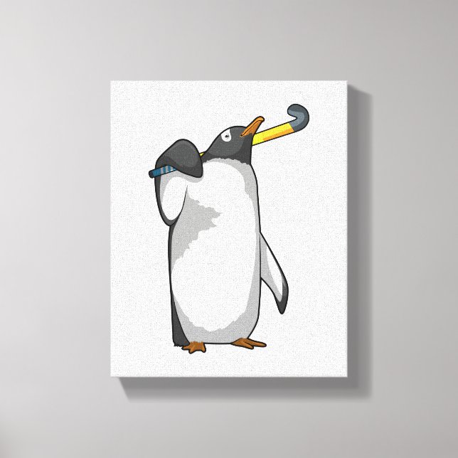 Impressão Em Tela Penguin at Hockey with Hockey stick (Frente)