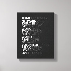 Impressão Em Tela Pense Positivamente Poster motivacional