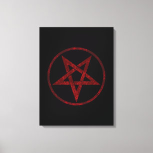 Impressão Em Tela Pentagrama do diabo vermelho
