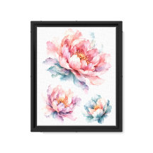 Peônia Floral em Aquarela
