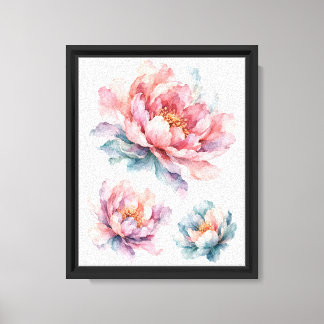 Impressão Em Tela Peônia Floral em Aquarela