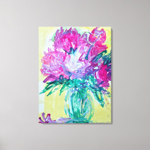 Impressão Em Tela Peônias Cor-de-Rosa em Vaso de Vidro