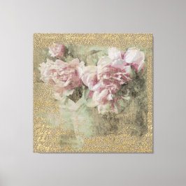 Impressão Em Tela ** Peony Floral Handwrite Vintage Victorian AR23