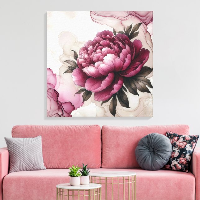 Impressão Em Tela Peony Pink Abstrato (Insitu(Sala de estar))