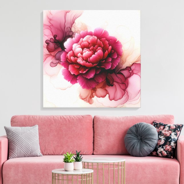 Impressão Em Tela Peony Rosa Abstrato  (Insitu(Sala de estar))