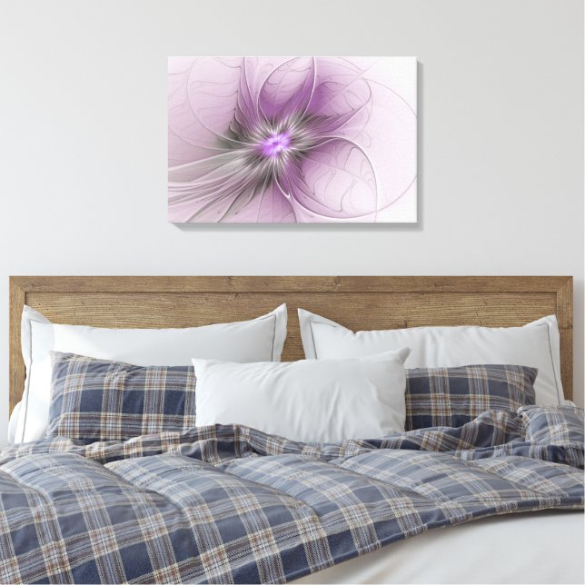 Impressão Em Tela Pequena Bela Cinza Mauve Moderna Flor de Arte Frac (Insitu(Quarto))