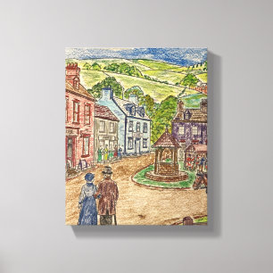 Impressão Em Tela Pequena cidade dos anos 1750