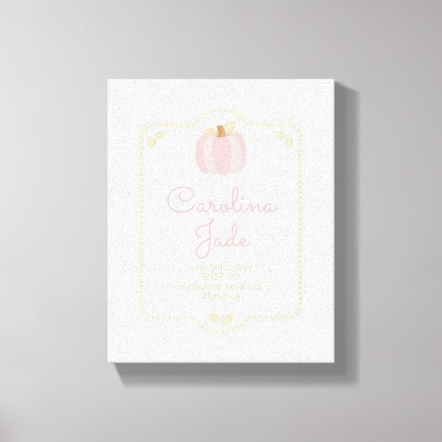 Impressão Em Tela Pequena Pumpkin Nursery Baby Statistics Wall Art (Frente)