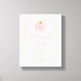 Impressão Em Tela Pequena Pumpkin Nursery Baby Statistics Wall Art