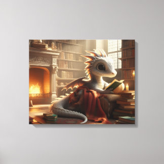 Impressão Em Tela Pequeno Dragão Bibliófilo