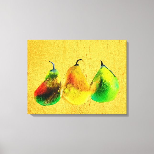 Impressão Em Tela Pera-arte, pintura-d-água, pintura-fruta (Frente)