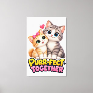 Impressão Em Tela Perfeitos Juntos Casal de Gatos Fofos Amor Gato En