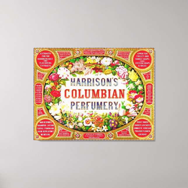 Impressão Em Tela Perfumeração Columbiana de Harrison 1854 (Frente)