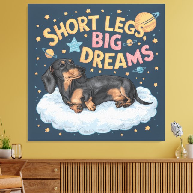 Impressão Em Tela Pernas Curtas de Dachshund Grandes Sonhos (Insitu(Sala de estar))