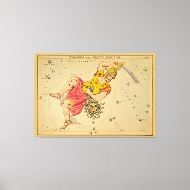 Impressão Em Tela Perseu - Imagem do Gráfico Astronômico de Estrelas (Frente)